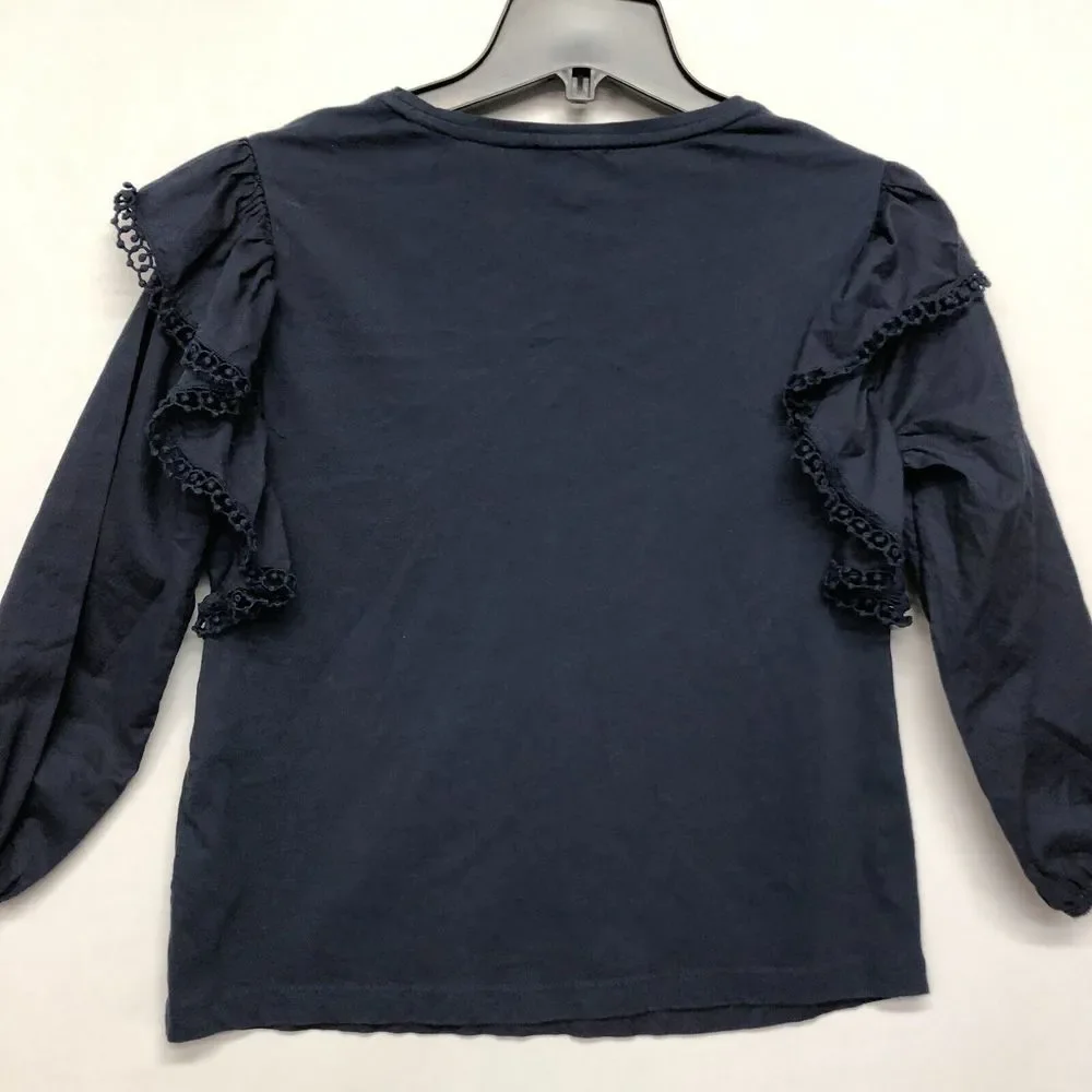 J. CREW Embroidered Ruffle Sleeve Top Blouse Navy Blue Size Extra Small M115 -22 - Picture 13 of 13